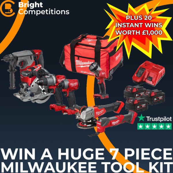 Milwaukee Tool Bundle + 20 Instant Cash Wins Worth £1000 - Bright ...