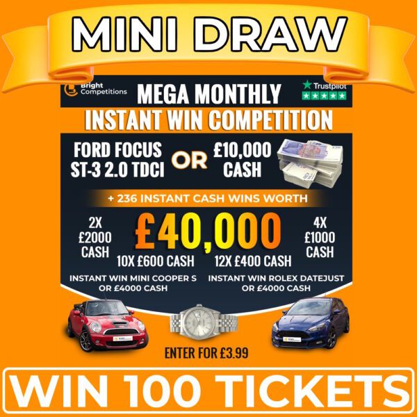 Win 100 Tickets into Our £50,000 Monthly Draw