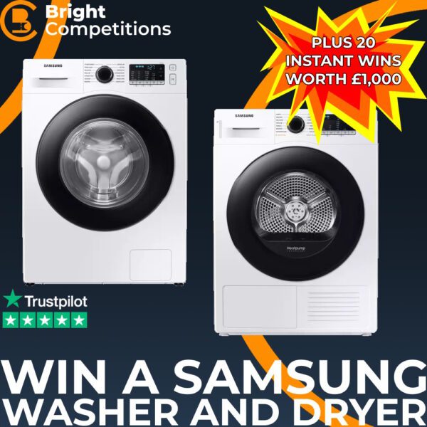 Win a Washer & Dryer + 20 Instant Cash Wins Worth £1000