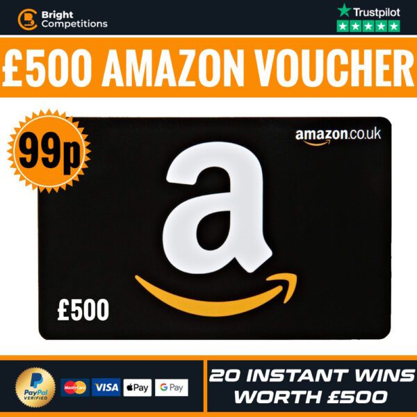 £500 Amazon Voucher (or £500 Cash) + 20 Instant Wins Worth £500