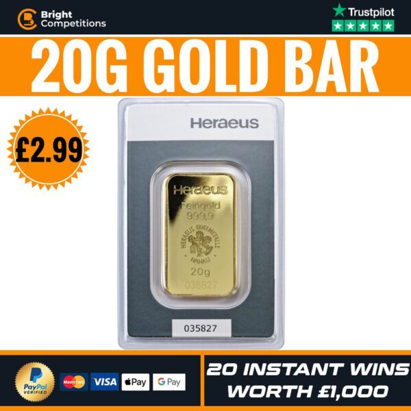 20g Gold Bar + 20 Instant Wins Worth £1000