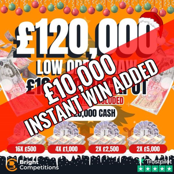 Low Odds - £120,000 Value | 128 Instant Prizes Worth £110k | £10k Jackpot - 2x £20,000 Instant Wins / iPhones / Consoles / Cash