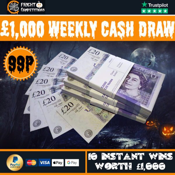 Weekly £1000 Cash Draw + 10 Instant Ticket Bundles